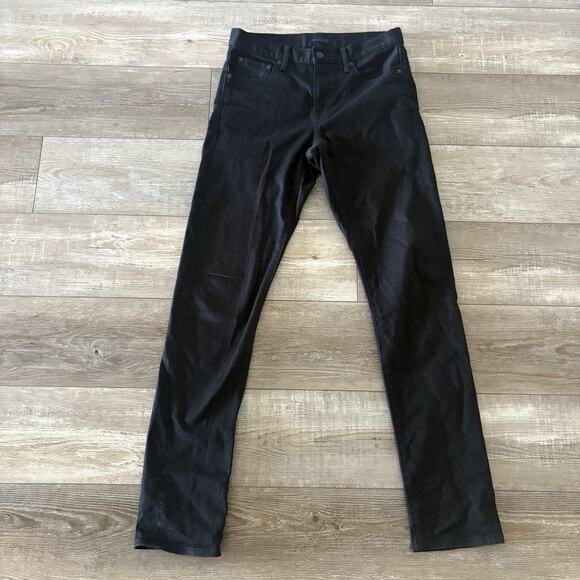 UNIQLO Selvedge Jeans Mens 29x33 Black Slim Straight Mid Rise Stretch Denim - Picture 1 of 11